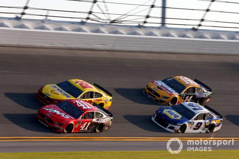 Daniel Suarez, Stewart-Haas Racing, Ford Mustang Haas Automation Joey Logano, Team Penske, Ford Mustang Shell Pennzoil Chase Elliott, Hendrick Motorsports, Chevrolet Camaro NAPA AUTO PARTS Clint Bowyer, Stewart-Haas Racing, Ford Mustang Rush Truck Centers/Mobil 1