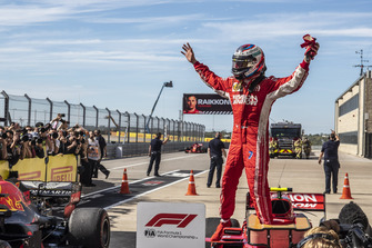 Kimi Raikkonen, Ferrari celebrates in parc ferme