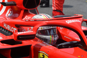 Sebastian Vettel, Ferrari SF71H, in griglia di partenza