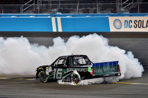 Brett Moffitt, Hattori Racing Enterprises, Toyota Tundra KOBE celebrates his win with a burnout