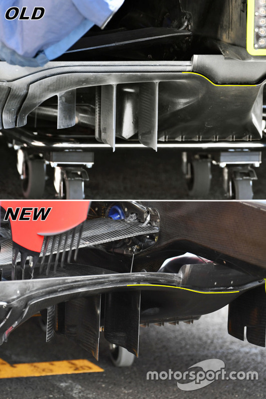 Red Bull Racing RB14 diffuser comparsion