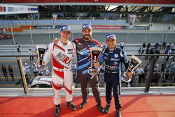 Podium: race winner Stefano Comini, Comtoyou Racing, second place Gianni Morbidelli, West Coast Racing, third place Josh Files, M1RA