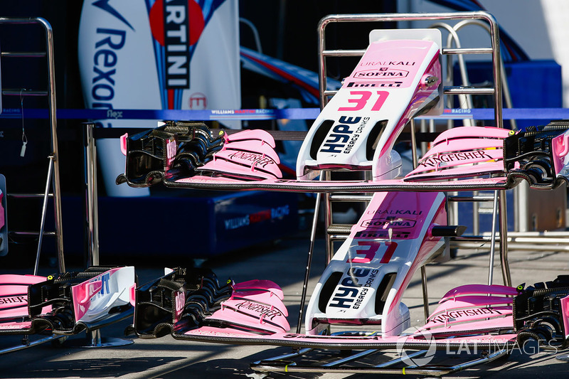 Alas delanteras del coche de Sergio Pérez, Force India y Esteban Ocon, Force India