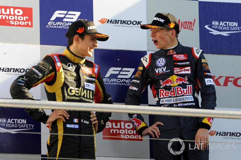 Podium: Esteban Ocon, Prema Powerteam, Max Verstappen, Van Amersfoort Racing