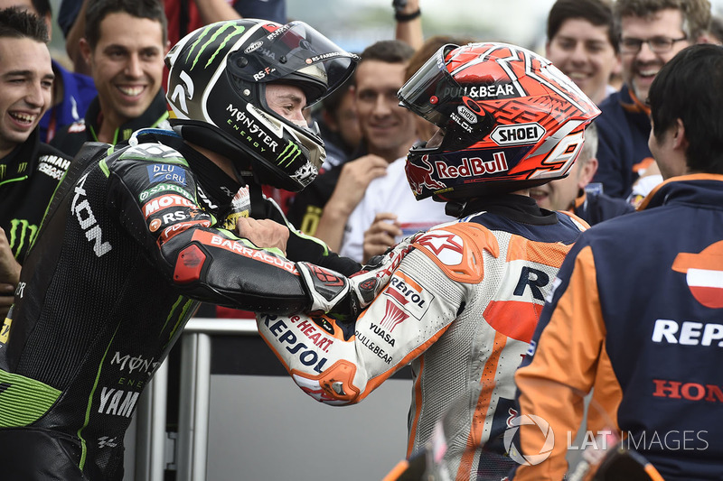Race winner Marc Marquez, Repsol Honda Team, second place Jonas Folger, Monster Yamaha Tech 3
