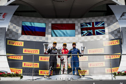Podio: il vincitore della gara Charles Leclerc, PREMA Powerteam, il secondo classificato Artem Marke