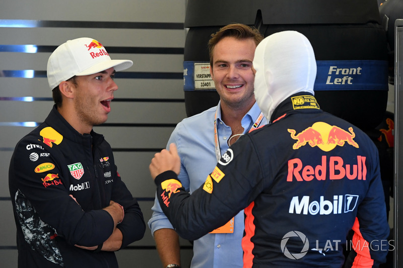 Max Verstappen, Red Bull Racing, Pierre Gasly, Red Bull Racing y Giedo van der Garde