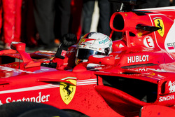 Sebastian Vettel, Ferrari SF70H, 1st Position, arrives in Parc Ferme