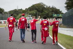 Sebastian Vettel, Ferrari and Antonio Giovinazzi, Ferrari walk the track