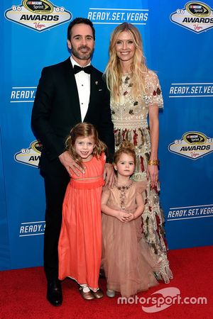 Champion Jimmie Johnson, Hendrick Motorsports Chevrolet and wife Chandra and kids