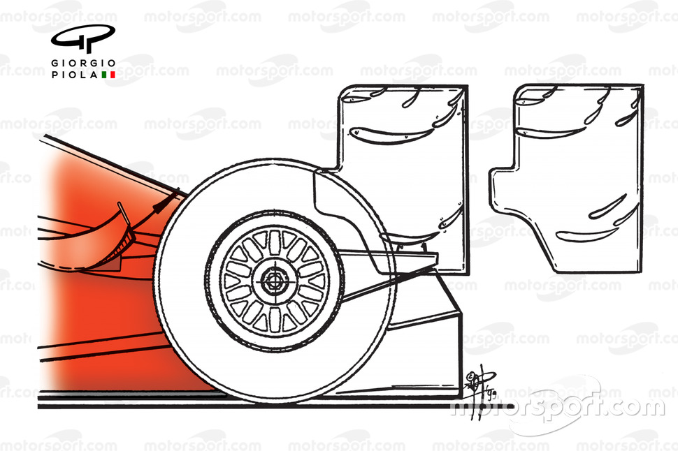 Différences entre les ailerons arrière de la Ferrari F399