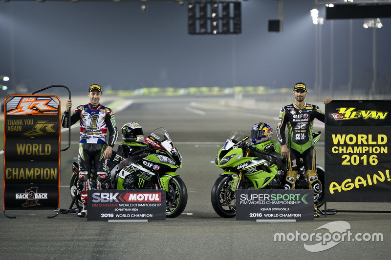 Jonathan Rea, Kawasaki Racing and Kenan Sofuoglu, Puccetti Racing, Worldchampions in WSBK and WSSP