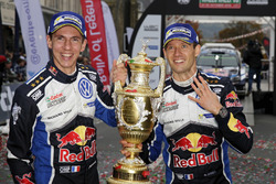 Winners Sébastien Ogier, Julien Ingrassia, Volkswagen Polo WRC, Volkswagen Motorsport with the trophy