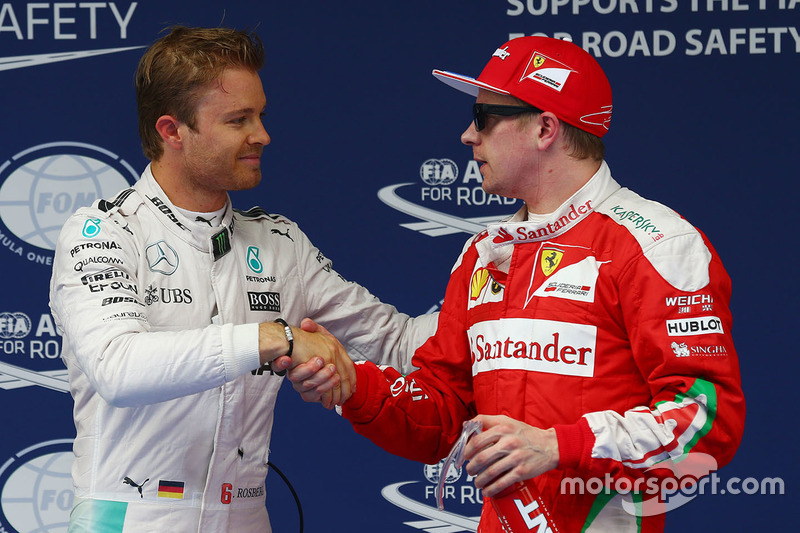 Polesitter Nico Rosberg, Mercedes AMG F1 Team, third place Kimi Raikkonen, Ferrari