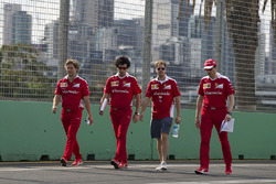 Sebastian Vettel, Ferrari walks the circuit with the team
