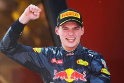 Race winner Max Verstappen, Red Bull Racing celebrates on the podium