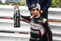 Sergio Pérez, Sahara Force India F1 celebra su tercer puesto en el podio