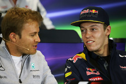 Nico Rosberg, Mercedes AMG F1 Team and Daniil Kvyat, Red Bull Racing in the press conference