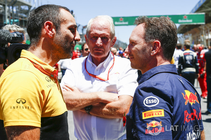 Cyril Abiteboul, Managing Director, Renault Sport F1 Team, Helmut Markko, Consultant, Red Bull Racing, Christian Horner, Team Principal, Red Bull Racing