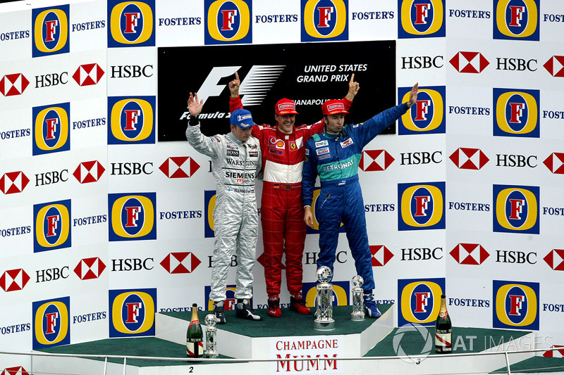 2003: 1. Михаэль Шумахер, 2. Кими Райкконен, 3. Хайнц-Харальд Френцен