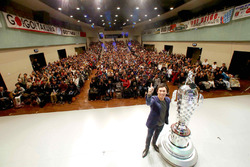 Indy 500 winner Takuma Sato, Andretti Autosport with the Borg-Warner Trophy