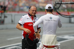 Frederic Vasseur, Team Principal, Sauber, with Charles Leclerc, Sauber