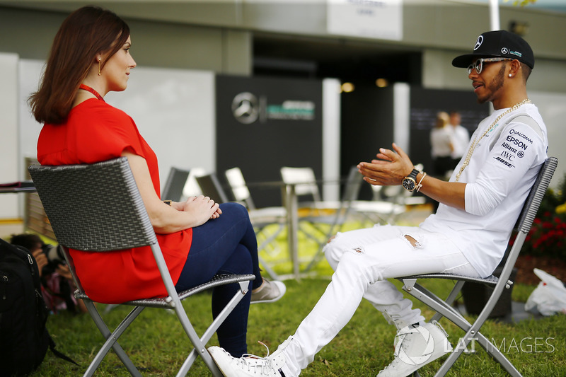 Lewis Hamilton, Mercedes AMG with Lee McKenzie