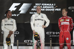 Podium: race winner Valtteri Bottas, Mercedes AMG F1, second place Lewis Hamilton, Mercedes AMG F1, third place Sebastian Vettel, Ferrari