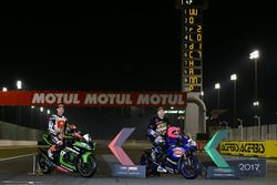 Il campione WSBK Jonathan Rea, Kawasaki Racing, il campione WSSP Champion Lucas Mahias, GRT Yamaha O