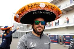 Fernando Alonso, McLaren, wearing a Sombrero