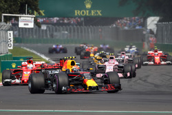 Max Verstappen, Red Bull Racing RB13 leads at the start of the race