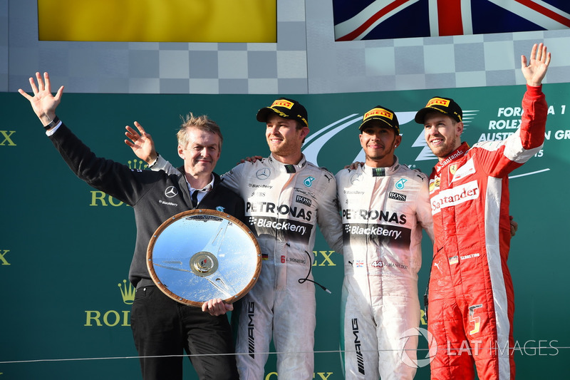 Podium: 1. Lewis Hamilton, Mercedes; 2. Nico Rosberg, Mercedes; 3. Sebastian Vettel, Ferrari