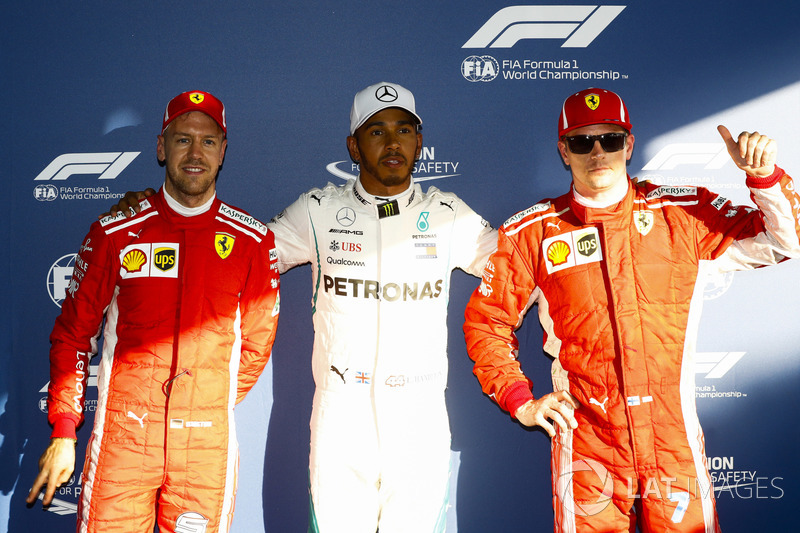 Start P1-P3: 1. Lewis Hamilton, Mercedes AMG F1, 2. Kimi Raikkonen, Ferrari, 3. Sebastian Vettel, Ferrari