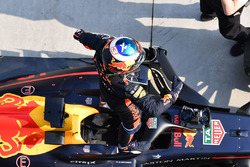 Race winner Daniel Ricciardo, Red Bull Racing RB14 celebrates in parc ferme