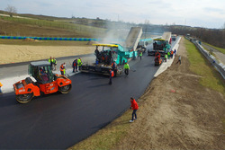 Repaving work on the Hungaroring