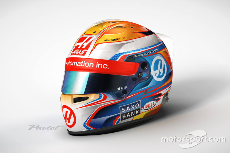 Il casco di Romain Grosjean, Haas F1 Team