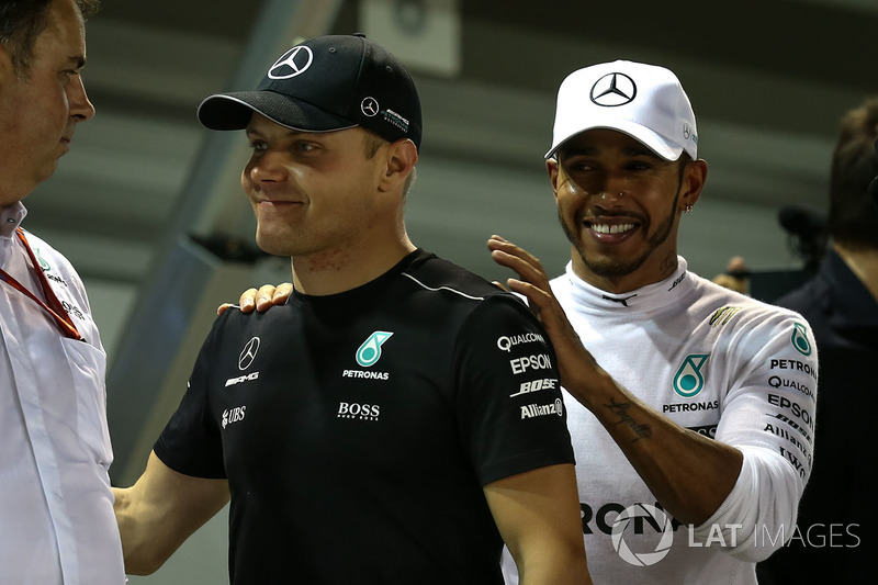 Valtteri Bottas, Mercedes AMG F1 and Lewis Hamilton, Mercedes AMG F1 celebrate