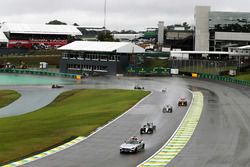 Lewis Hamilton, Mercedes AMG F1 W07 Hybrid leads behind the FIA Safety Car
