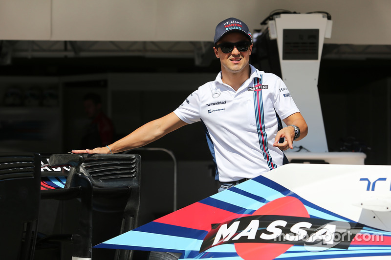 Felipe Massa, with a specially liveried Williams FW38 marking his retirement from F1