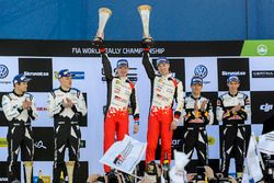 Podium: winners Jari-Matti Latvala, Miikka Anttila, Toyota Racing, second place Ott Tänak, Martin Jä