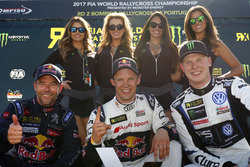 Podium : le vainqueur Mattias Ekström, EKS, Audi S1 EKS RX Quattro, le deuxième Sebastien Loeb, Team Peugeot-Hansen, Peugeot 208 WRX, le troisième Johan Kristoffersson, PSRX Volkswagen Sweden, VW Polo GTi