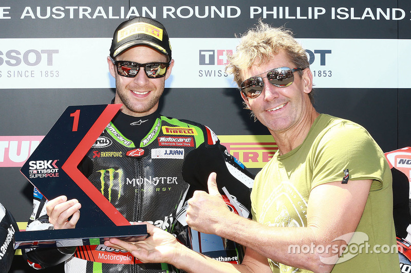 Polesitter Jonathan Rea, Kawasaki Racing, mit Troy Bayliss