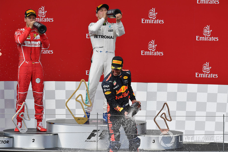 Podyum: Yarış galibi Valtteri Bottas, Mercedes AMG F1, 2. Sebastian Vettel, Ferrari, 3. Daniel Ricciardo, Red Bull Racing