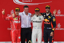 Podium: race winner Valtteri Bottas, Mercedes AMG F1, second place Sebastian Vettel, Ferrari, third place Daniel Ricciardo, Red Bull Racing