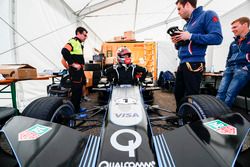 James Rossiter climbs into the car