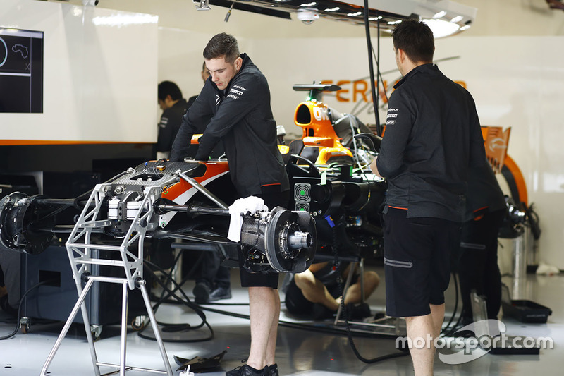 McLaren mechanics at work