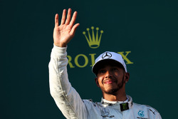 Podium: second place Lewis Hamilton, Mercedes AMG F1