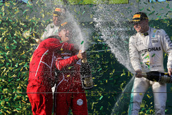 Podium: winner Sebastian Vettel, Ferrari, second place Lewis Hamilton, Mercedes AMG F1, third place