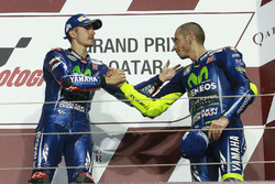 Podium: race winner Maverick Viñales, Yamaha Factory Racing, third place Valentino Rossi, Yamaha Factory Racing