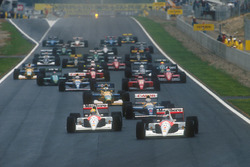 Gerhard Berger, McLaren MP4/6 Honda leads Ayrton Senna, McLaren MP4/6 Honda, Nigel Mansell, Williams FW14 Renault, Michael Schumacher, Benetton B191 Ford, Riccardo Patrese Williams FW14 Renault, Jean Alesi, Ferrari 643 at the start